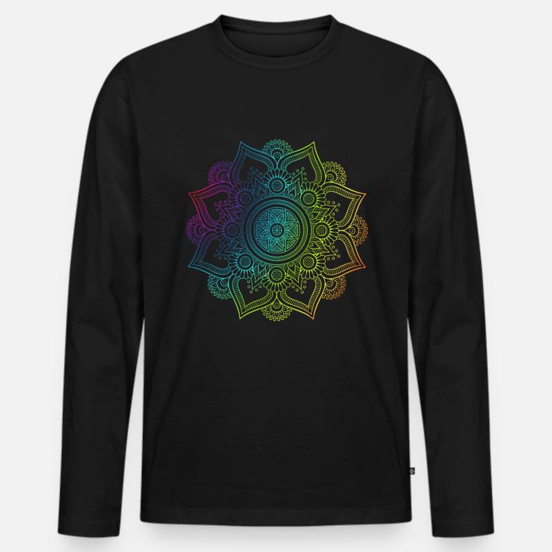 Mandala - Männer Premium Bio Langarmshirt - Schwarz