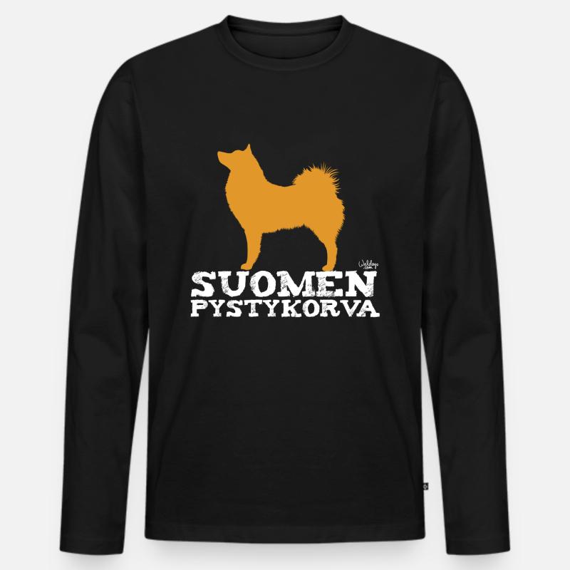 Finnish Spitz - Männer Premium Bio Langarmshirt - Schwarz