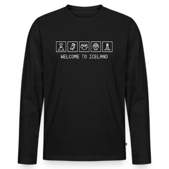 Bienvenue à Iceland Island Icons - T-shirt manches longues Premium bio Homme - noir - Devant - Nico (187cm)