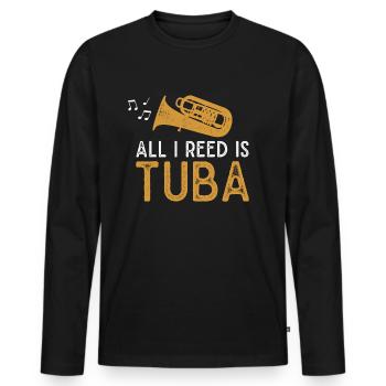 Tuba Tuba Brass Instrument Music Brass Band - Men's Premium Organic Long Sleeve Shirt - black - Front - Nico (187cm)