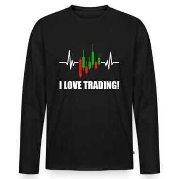 J’adore trader le graphique de battement de cœur pour Day Trader - T-shirt manches longues Premium bio Homme - noir - Devant - Nico (187cm)