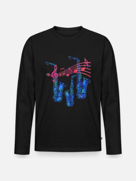 Saxofon - Männer Premium Bio Langarmshirt - Schwarz