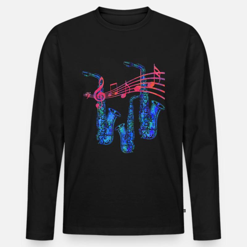 Saxofon - Männer Premium Bio Langarmshirt - Schwarz