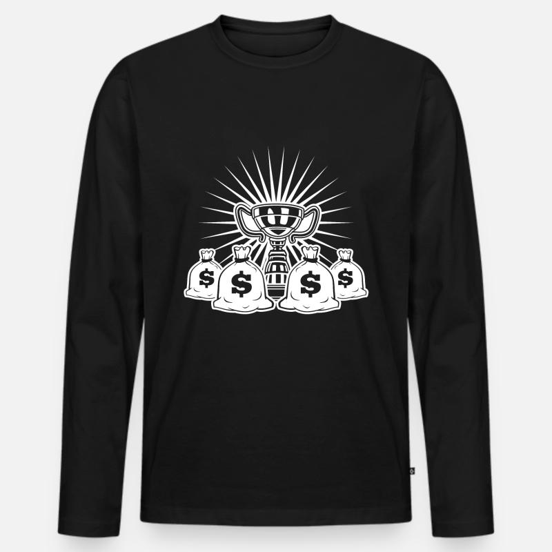 gewinner pokal sieger geld - Männer Premium Bio Langarmshirt - Schwarz