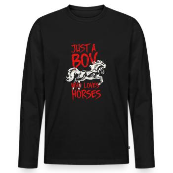 J'adore les chevaux - T-shirt manches longues Premium bio Homme - noir - Devant - Nico (187cm)