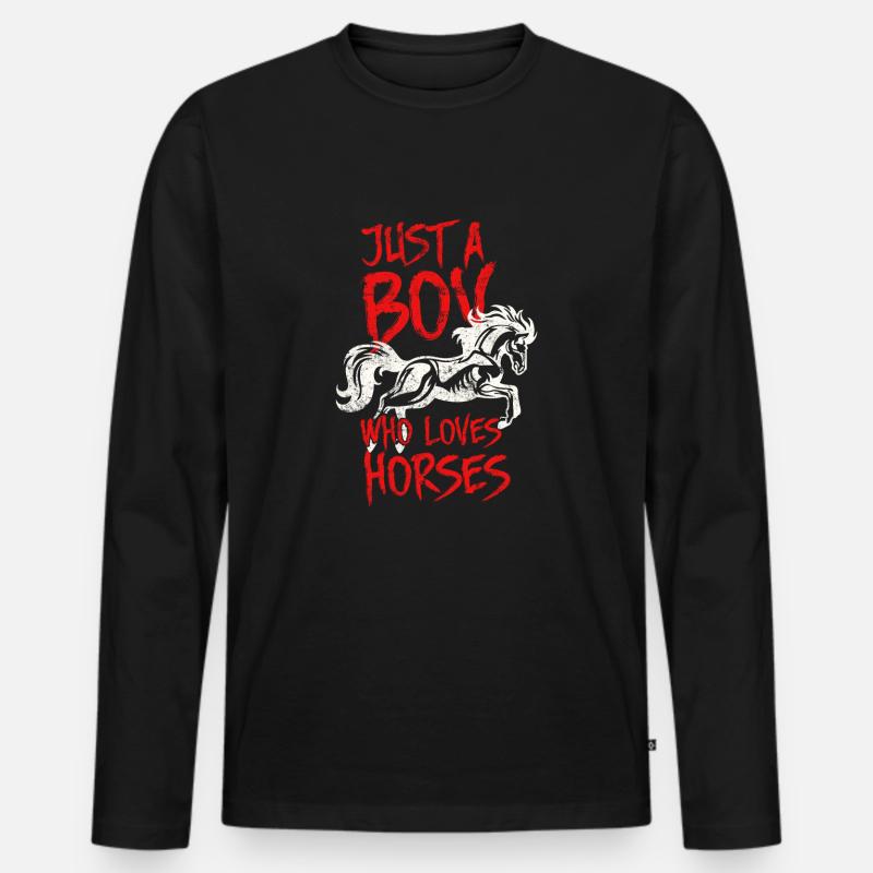 ich liebe pferde junge - Männer Premium Bio Langarmshirt - Schwarz