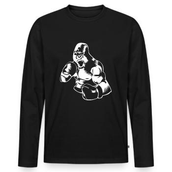 gorilla boxe - T-shirt manches longues Premium bio Homme - noir - Devant - Nico (187cm)