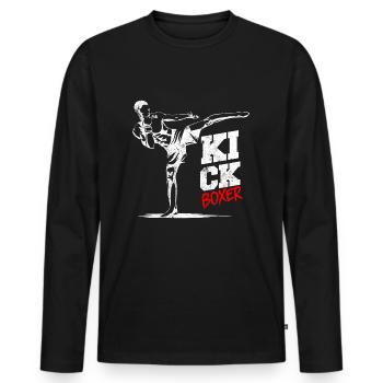 Kickboxing Sports de combat - T-shirt manches longues Premium bio Homme - noir - Devant - Nico (187cm)