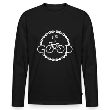 Chaîne de bicyclette - T-shirt manches longues Premium bio Homme - noir - Devant - Nico (187cm)