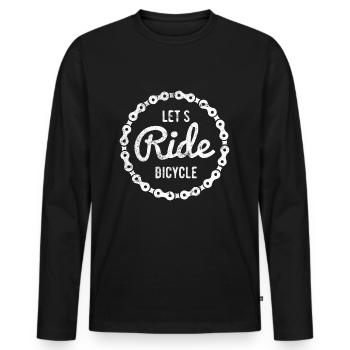 Chaîne de bicyclette - T-shirt manches longues Premium bio Homme - noir - Devant - Nico (187cm)