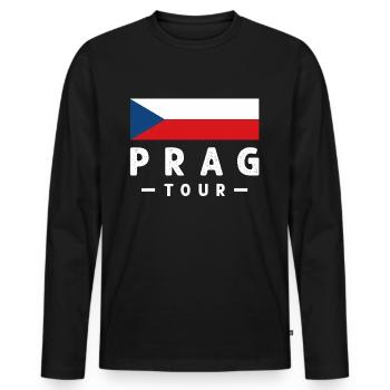 prag tour - Männer Premium Bio Langarmshirt - Schwarz - Vorne - Nico (187cm)