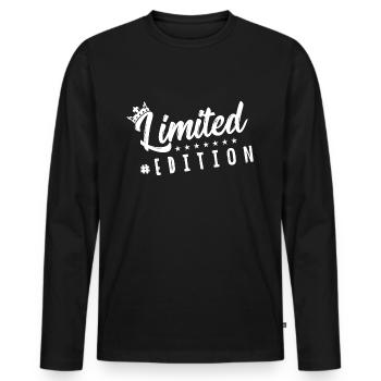 limited edition crown - Men's Premium Organic Long Sleeve Shirt - black - Front - Nico (187cm)