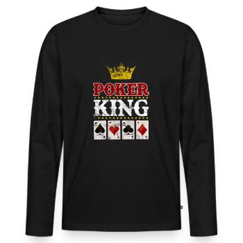 Poker King Cards comme - T-shirt manches longues Premium bio Homme - noir - Devant - Nico (187cm)