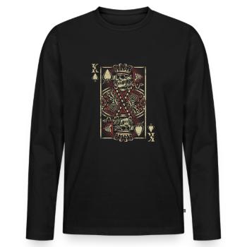 Poker King Skeleton Card Comme - T-shirt manches longues Premium bio Homme - noir - Devant - Nico (187cm)