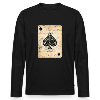 Poker Karte Pik As - Männer Premium Bio Langarmshirt - Schwarz - Vorne - Nico (187cm)