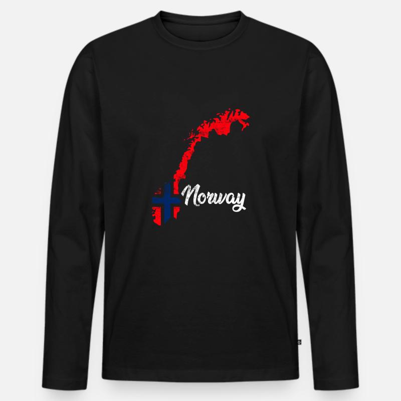 Norwegen - Männer Premium Bio Langarmshirt - Schwarz