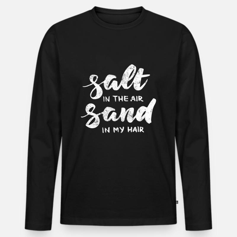 Salz Sand Strand Sommer - Männer Premium Bio Langarmshirt - Schwarz