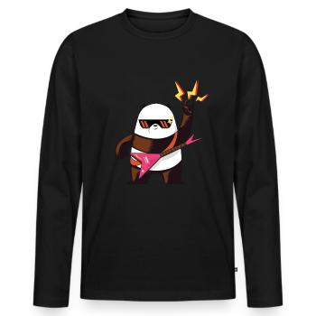 panda party - Men's Premium Organic Long Sleeve Shirt - black - Front - Nico (187cm)