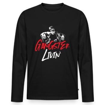 gangster leben - Männer Premium Bio Langarmshirt - Schwarz - Vorne - Nico (187cm)