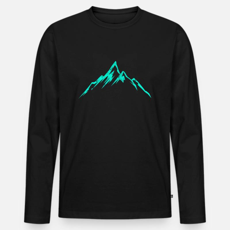 Mountain Berg Symbol - Männer Premium Bio Langarmshirt - Schwarz