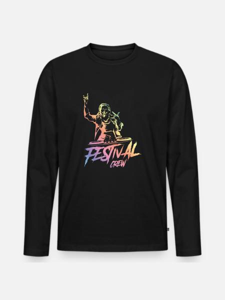 dj festival crew bunt - Männer Premium Bio Langarmshirt - Schwarz
