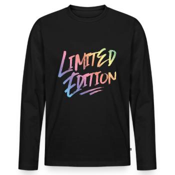édition limitée colorée - T-shirt manches longues Premium bio Homme - noir - Devant - Nico (187cm)