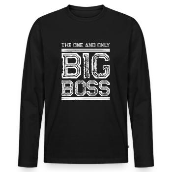 grand patron en disant - T-shirt manches longues Premium bio Homme - noir - Devant - Nico (187cm)