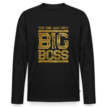 big boss gold - T-shirt manches longues Premium bio Homme - noir - Devant - Nico (187cm)