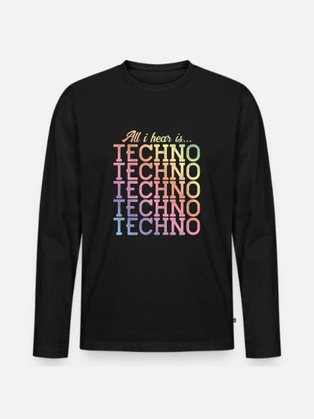 techno hear music bunt - Männer Premium Bio Langarmshirt - Schwarz