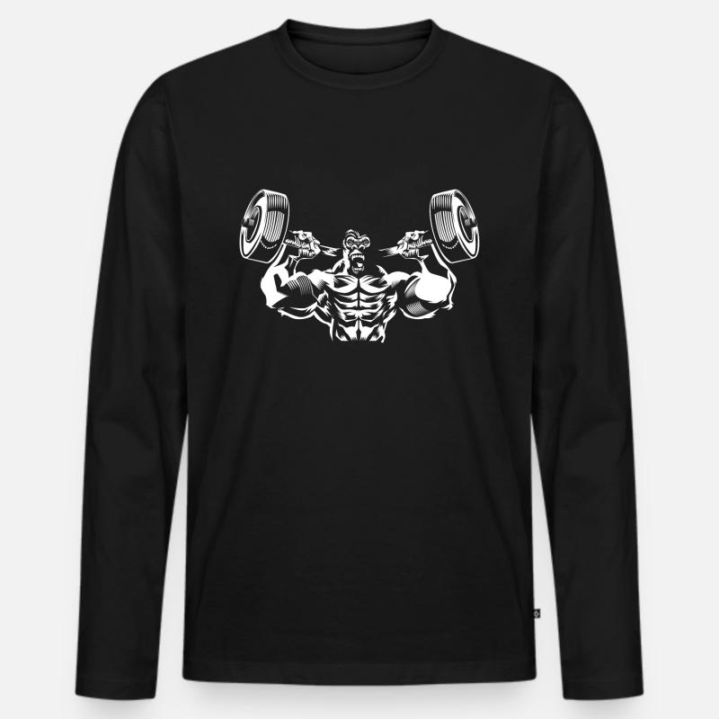 gorilla hanteln - Männer Premium Bio Langarmshirt - Schwarz