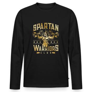 spartan warriors club hanteln gold - Männer Premium Bio Langarmshirt - Schwarz - Vorne - Nico (187cm)