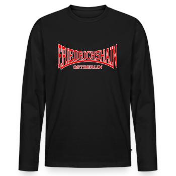 Friedrichshain Ostberlin (rot/weiss) - Männer Premium Bio Langarmshirt - Schwarz - Vorne - Nico (187cm)
