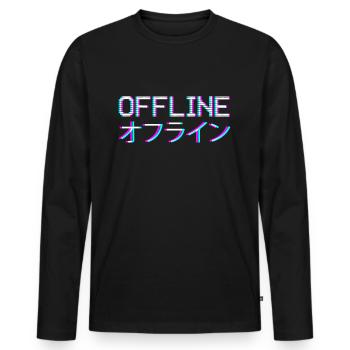 Vaporwave Aesthetic Offline - T-shirt manches longues Premium bio Homme - noir - Devant - Nico (187cm)