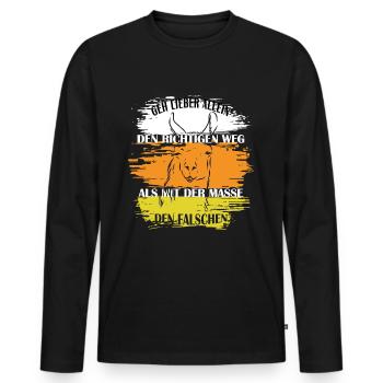 Lama Alpaka Retro - Männer Premium Bio Langarmshirt - Schwarz - Vorne - Nico (187cm)