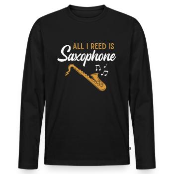 Saxophone Musician Jazz Saxophonist Orchestra - Men's Premium Organic Long Sleeve Shirt - black - Front - Nico (187cm)