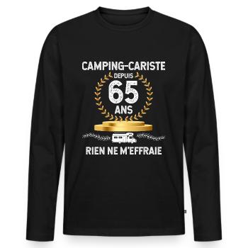 Camping-car camping-cariste depuis 65 ans - T-shirt manches longues Premium bio Homme - noir - Devant - Nico (187cm)
