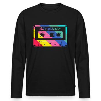 80er 90er Jahre Kassette Mixtape Retro Lustig - Männer Premium Bio Langarmshirt - Schwarz - Vorne - Nico (187cm)