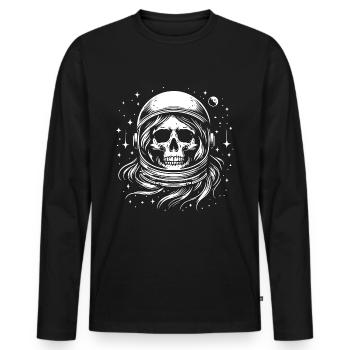 Skull Astronaut Space Shirt Sci-Fi Look - Men's Premium Organic Long Sleeve Shirt - black - Front - Nico (187cm)