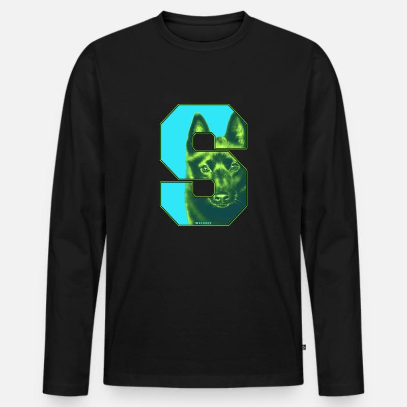 Schipperke Retro II - Männer Premium Bio Langarmshirt - Schwarz