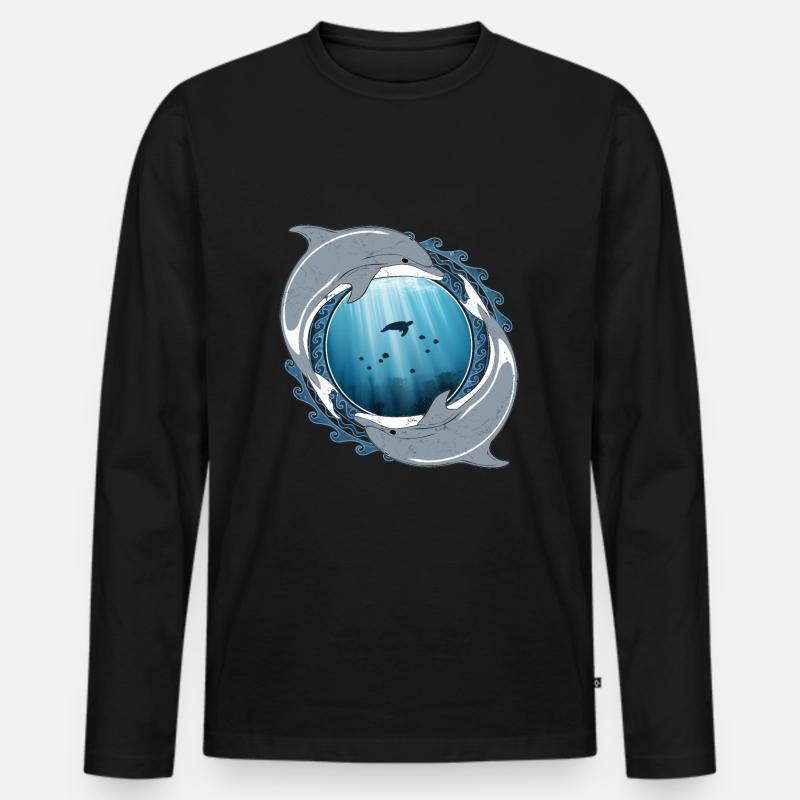 Delfine - Männer Premium Bio Langarmshirt - Schwarz
