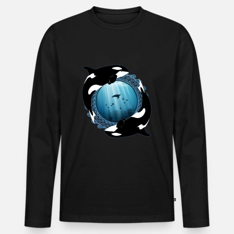 Orca Killerwale - Männer Premium Bio Langarmshirt - Schwarz