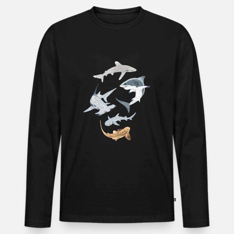 Haifische - Männer Premium Bio Langarmshirt - Schwarz