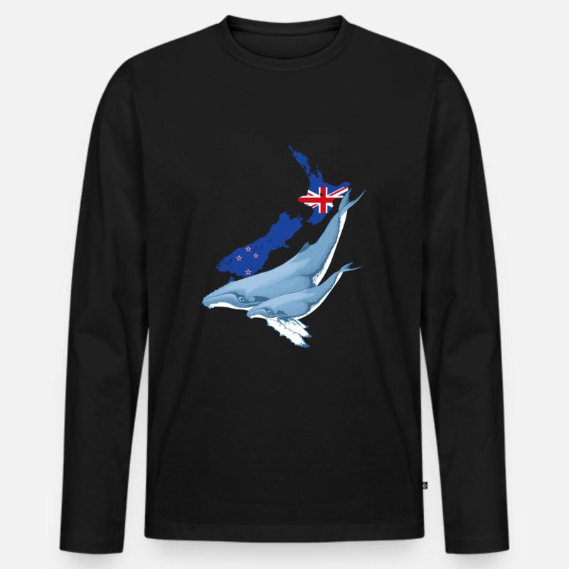 Buckelwal Neuseeland - Männer Premium Bio Langarmshirt - Schwarz
