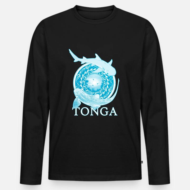 Tonga Zebrahai Weißspitzenriffhai - Männer Premium Bio Langarmshirt - Schwarz