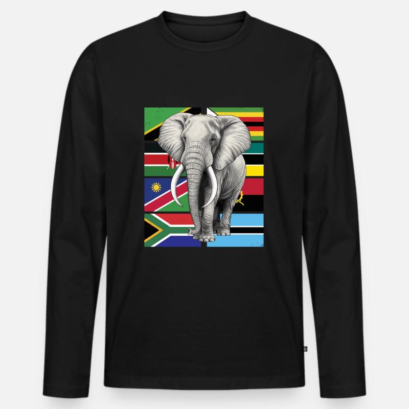 Elefant Flaggen Afrikas - Männer Premium Bio Langarmshirt - Schwarz