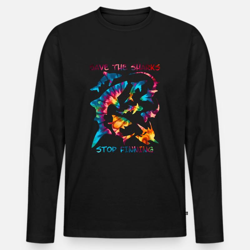 Save the Sharks Haiarten - Männer Premium Bio Langarmshirt - Schwarz