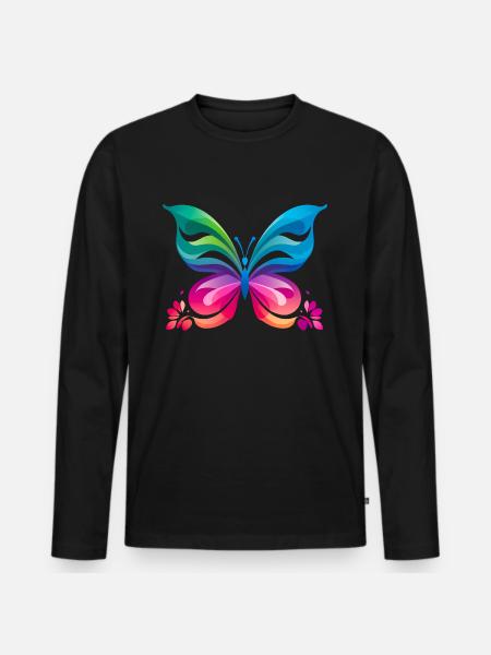 Rainbow Butterfly - Men's Premium Organic Long Sleeve Shirt - black
