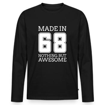Geboren 1968 - Männer Premium Bio Langarmshirt - Schwarz - Vorne - Nico (187cm)