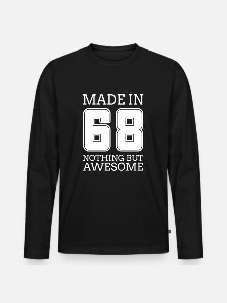 Geboren 1968 - Männer Premium Bio Langarmshirt - Schwarz