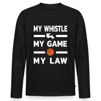 Basketball Schiedsrichter Pfeife Spiele Geschenk - Männer Premium Bio Langarmshirt - Schwarz - Vorne - Nico (187cm)